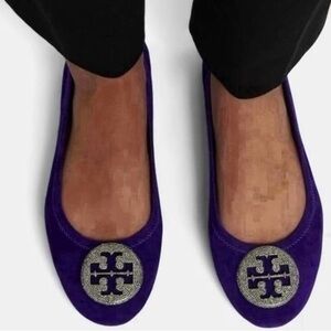 Tory Burch Minnie Travel Ballet Pave Suede Flat